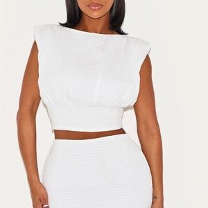 NWT | PrettyLittleThing Linen Cap Sleeve Top